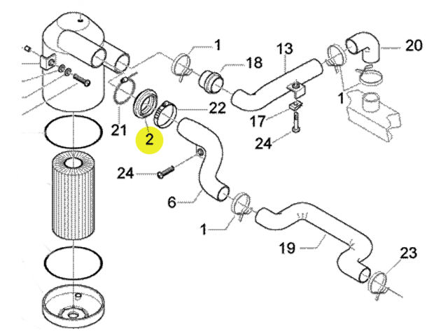 Conector de Manguera de la Caja de Filtro de Aire para Piaggio Quargo